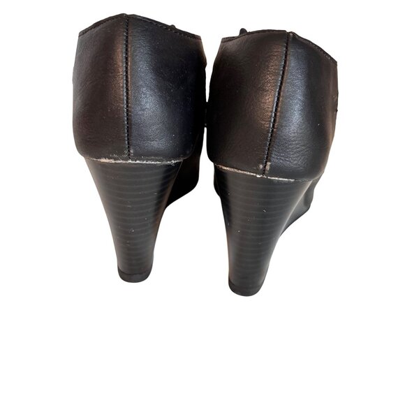 Sugar Kiara Black Strappy Lace-Up Wedge Sandals Women's 6 Boho Gladiator Cutout - Picture 4 of 7